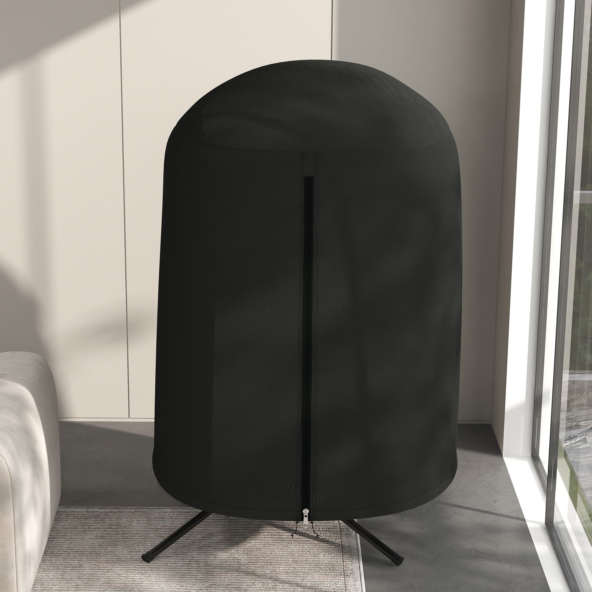 Outsunny black hanging egg chair cover with central zipper tripod base made from durable 420d oxford fabric