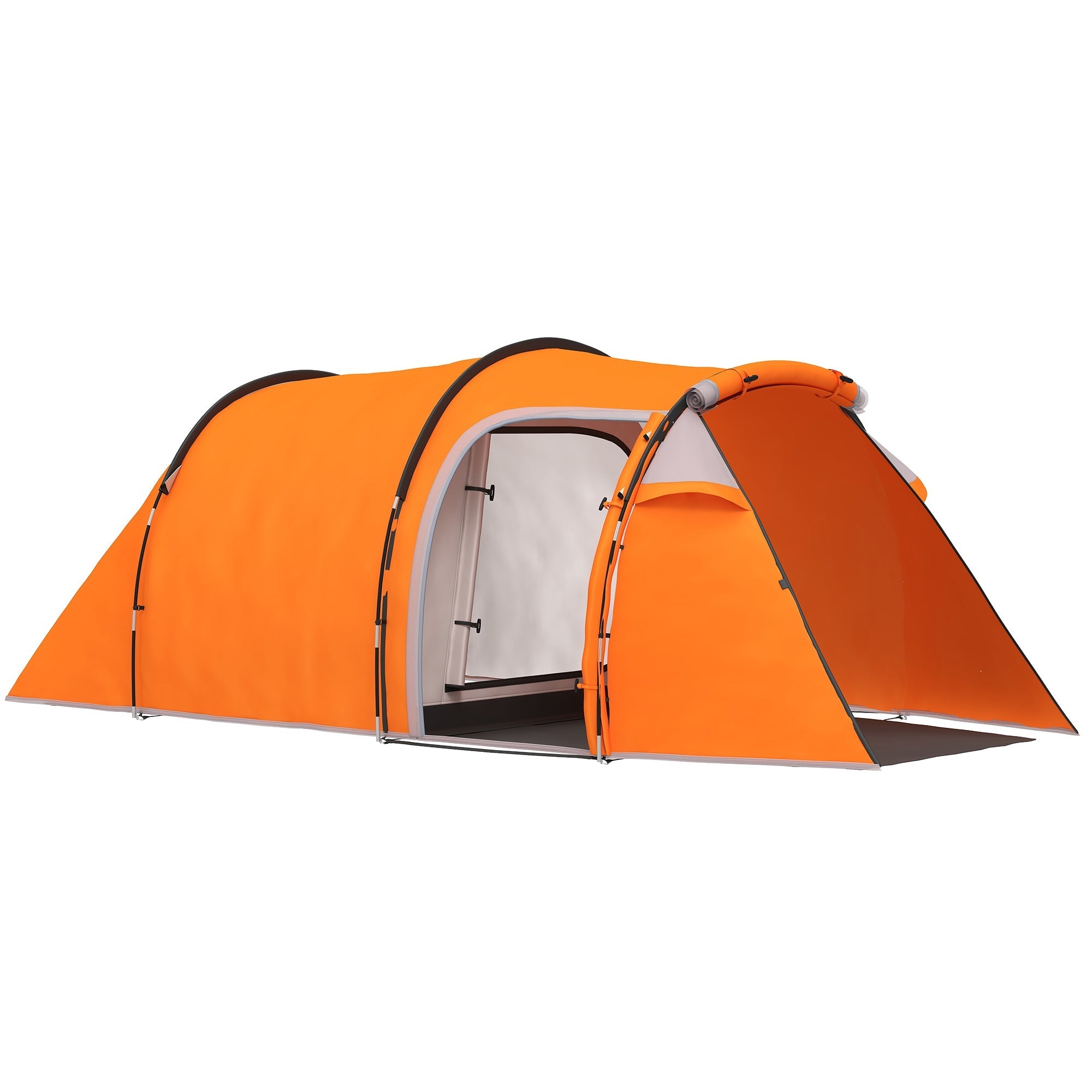 Bright orange outsunny 2-3 man tunnel tent with porch features air vents and carry bag for weather-resistant camping