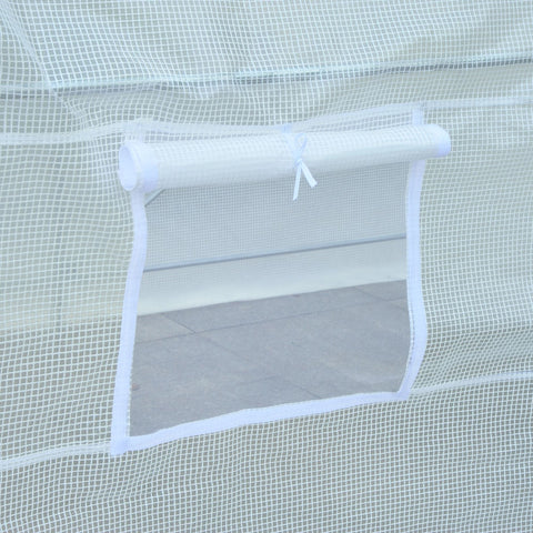 Outsunny 2.5 x 2 x 2 m Polytunnel Greenhouse, Walk-in Green House for Garden with Mesh Windows, Galvanised Steel Frame, White