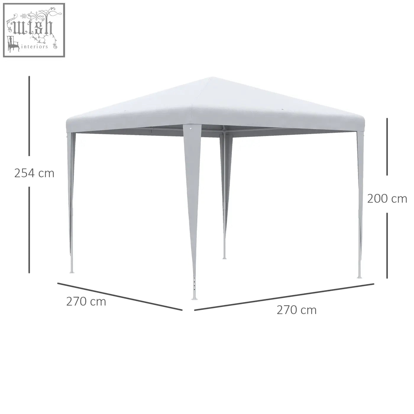 White outsunny garden gazebo marquee with steel frame guy ropes and ground stakes for outdoor parties and weddings