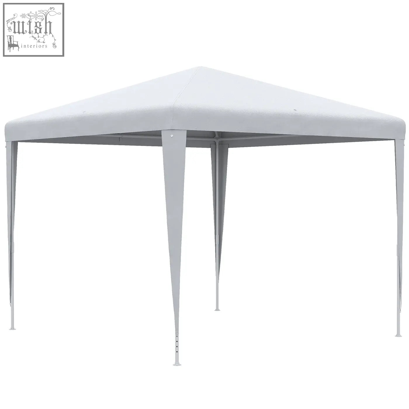 White outsunny garden gazebo with steel frame guy ropes and ground stakes for outdoor party and wedding use