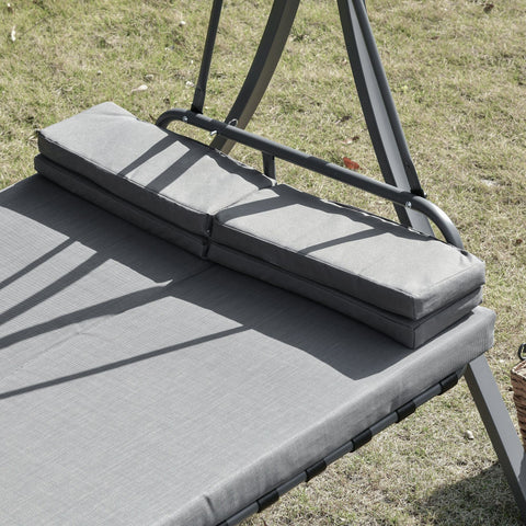 Gray fabric cushion with textured weave for outsunny 2-in-1 patio 3 seater swing chair with adjustable backrest