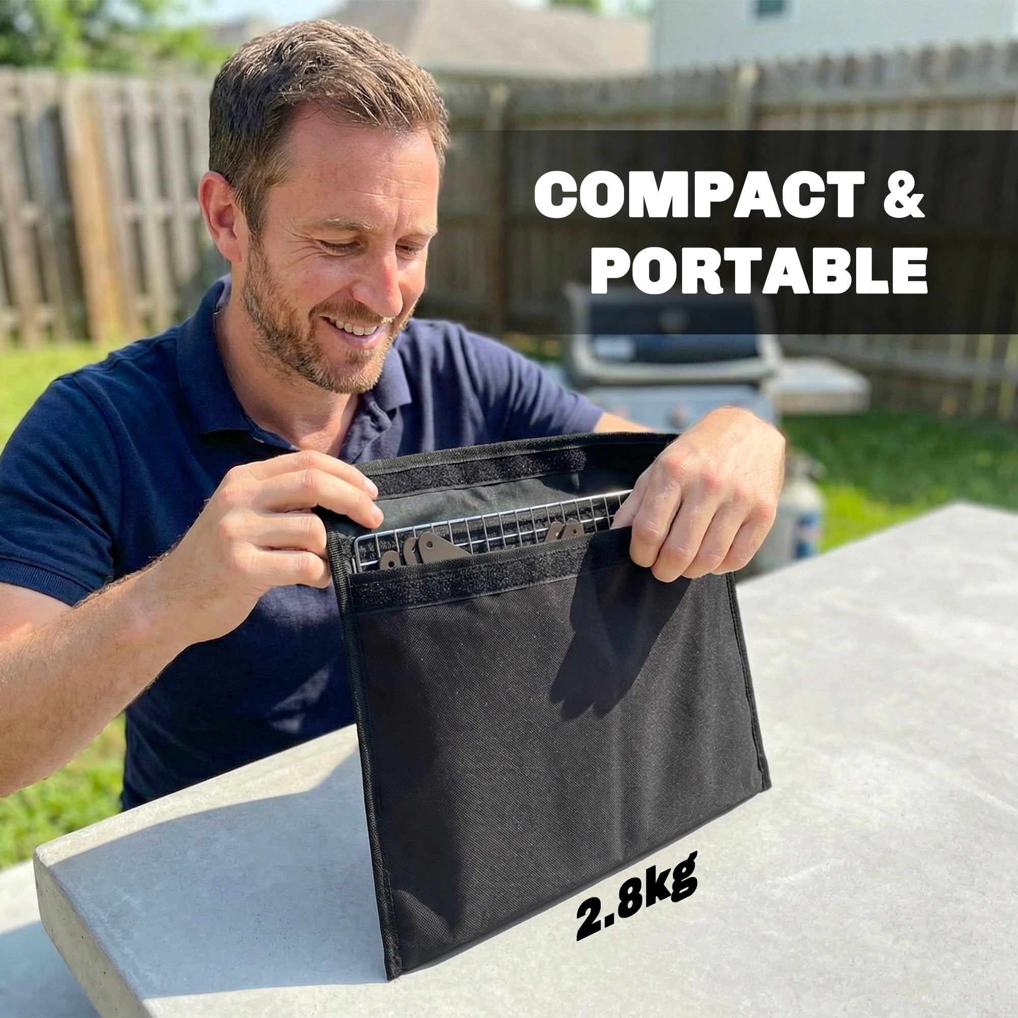 Black compact carry bag with mesh interior and reinforced seams for outsunny 2-in-1 portable bbq grill and grill grate