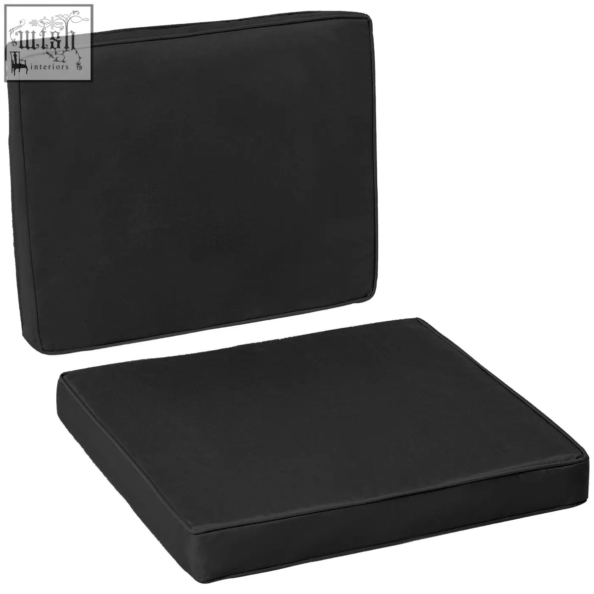Black outsunny 2 piece garden chair cushions with polyester fabric covers seat cushion and back pad for outdoor seat use
