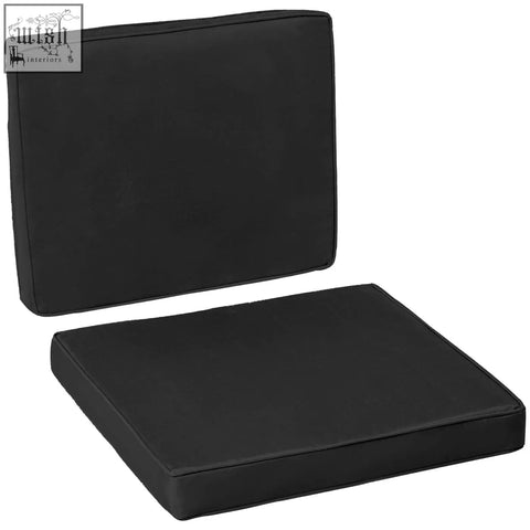 Black outsunny 2 piece garden chair cushions with polyester fabric covers seat cushion and back pad for outdoor seat use