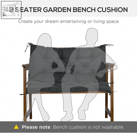 Dark gray outsunny 2 seater garden bench cushion with polyester fabric cover and tie fastenings for indoor outdoor use