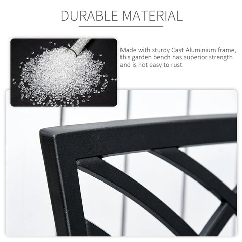 Black cast aluminium garden bench frame with rust-resistant sturdy design and curved line design for outdoor use