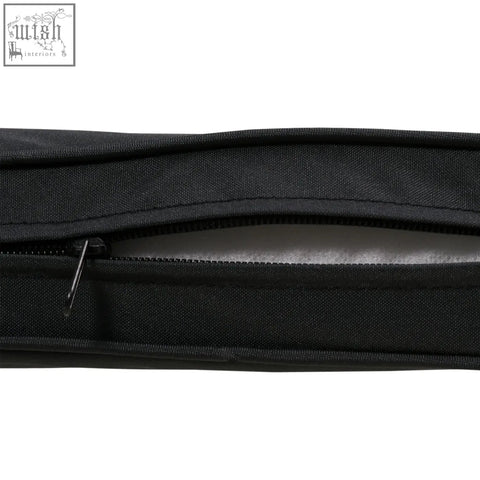 Black polyester fabric pouch with zipper closure and silver pull tab for outsunny bench cushion two tie fastenings