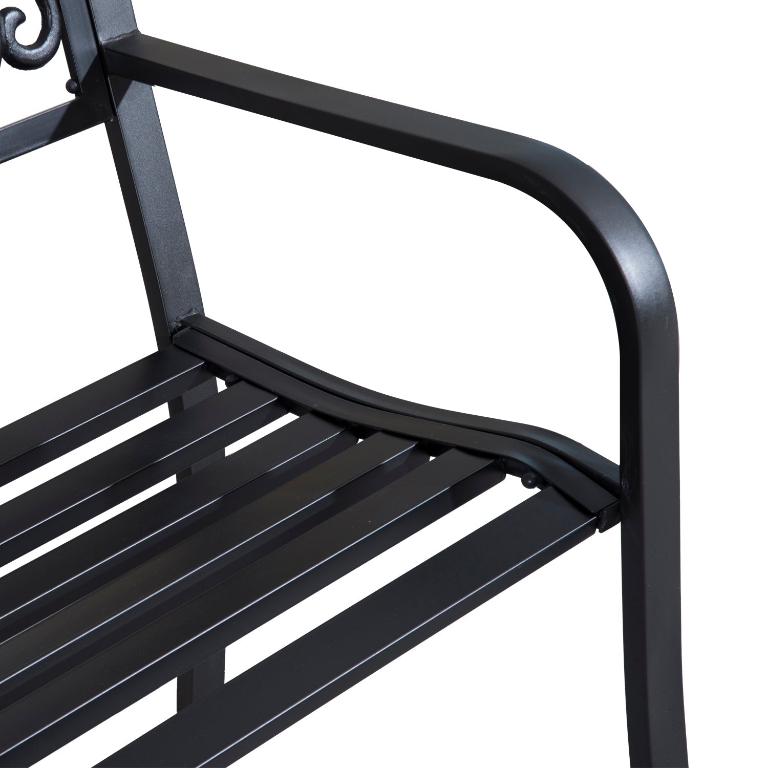 Outsunny 2-Seater Garden Bench, Steel-Black
