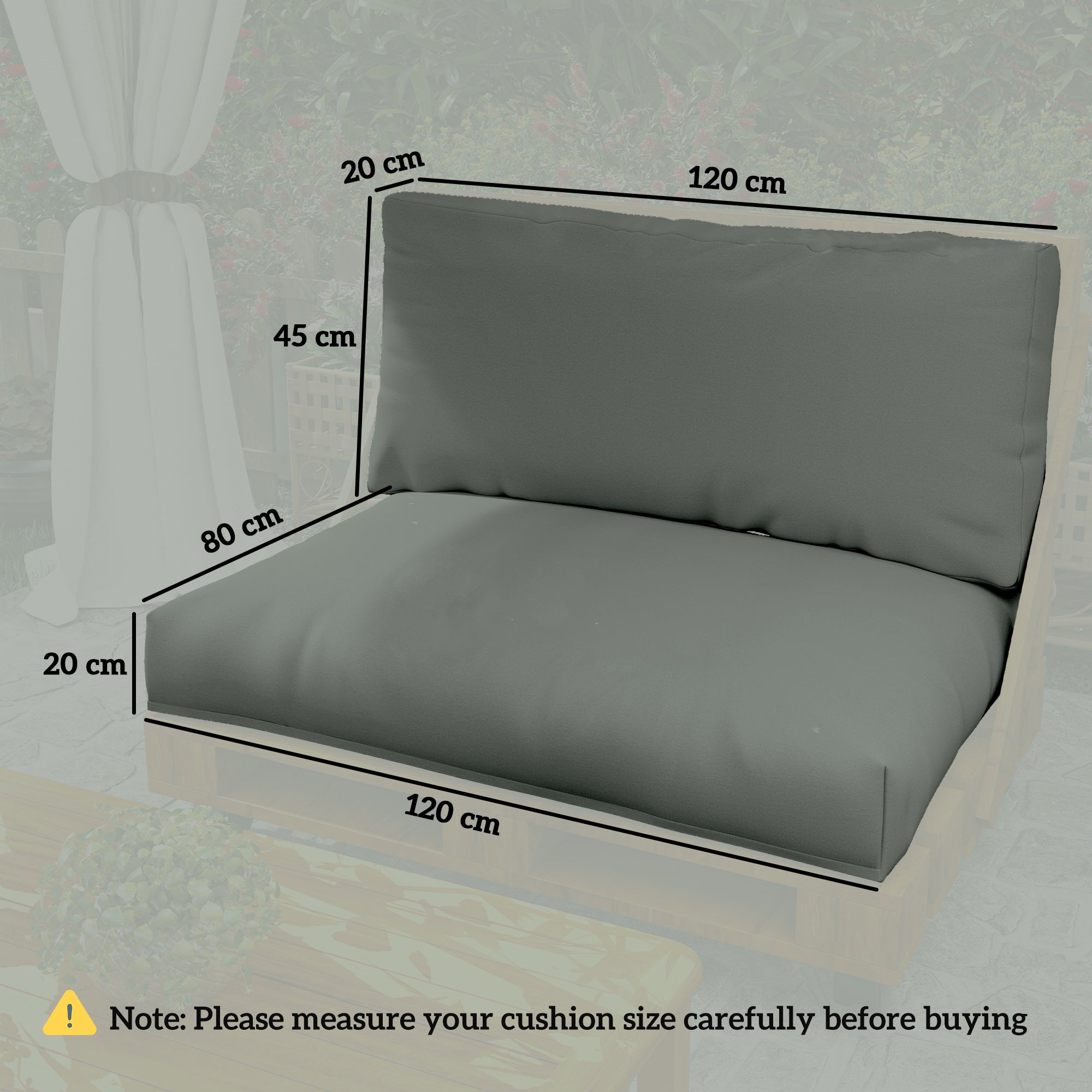 Gray outdoor seat cushion 120l x 80w for pallet furniture cushions by outsunny with upf20 plus fabric