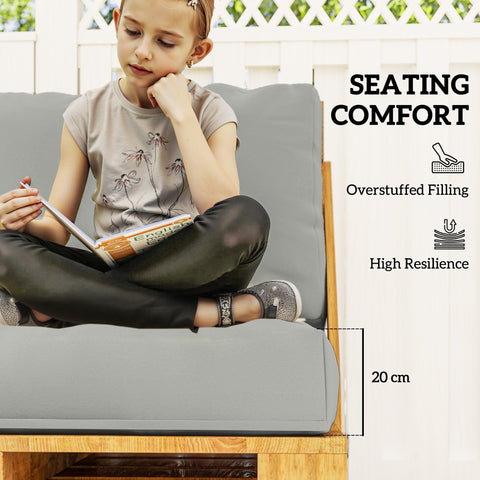 Gray overstuffed seat cushion with high resilience filling for pallet furniture cushions 120l x 80w outdoor use
