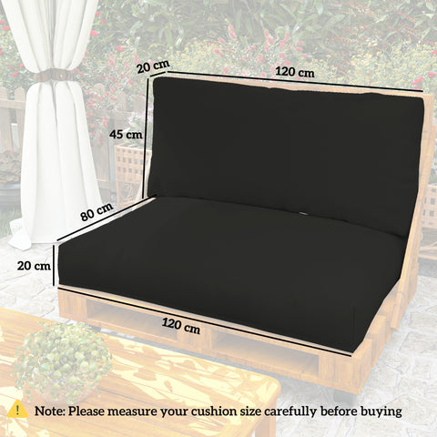 Black outsunny 2 seater seat cushion with durable 220gsm fabric pallet furniture cushions 120l x 80w outdoor use