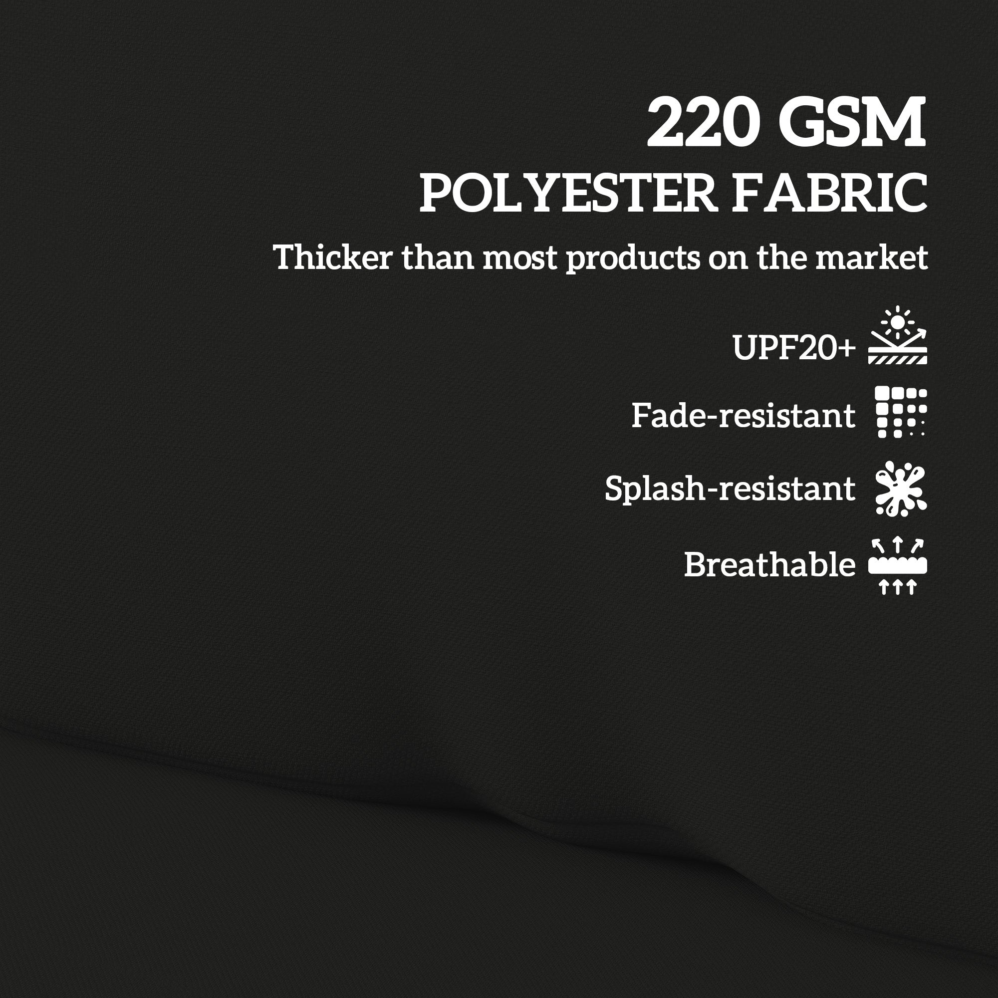 Black 220 gsm polyester seat cushion for pallet furniture cushions with thick durable weave and upf20+ protection 120l x 80w