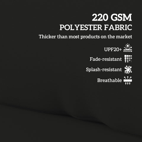 Black 220 gsm polyester seat cushion for pallet furniture cushions with thick durable weave and upf20+ protection 120l x 80w