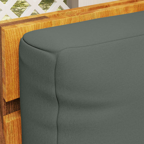 Dark gray seat cushion with textured fabric on wooden frame for outsunny pallet furniture cushions 120l x 80w outdoor use