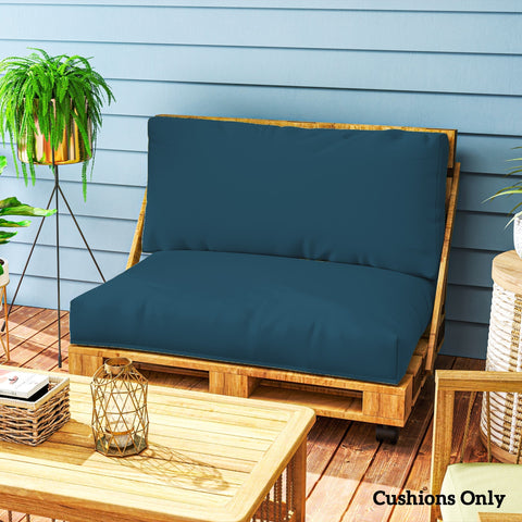 Navy blue outdoor seat cushion for pallet furniture cushions made of upf20 220gsm fabric 120l x 80w frame