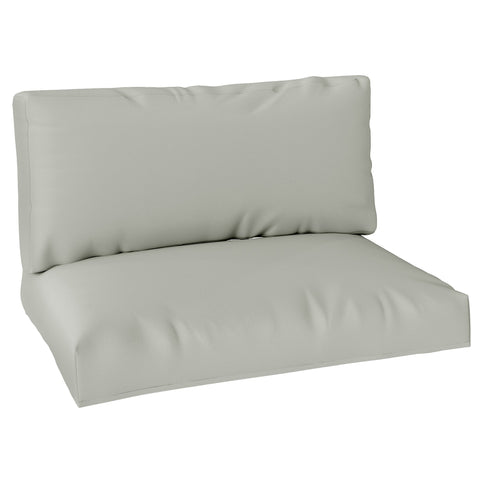 Light gray plush seat cushion set for pallet furniture cushions 120l x 80w with upf20+ 220gsm fabric