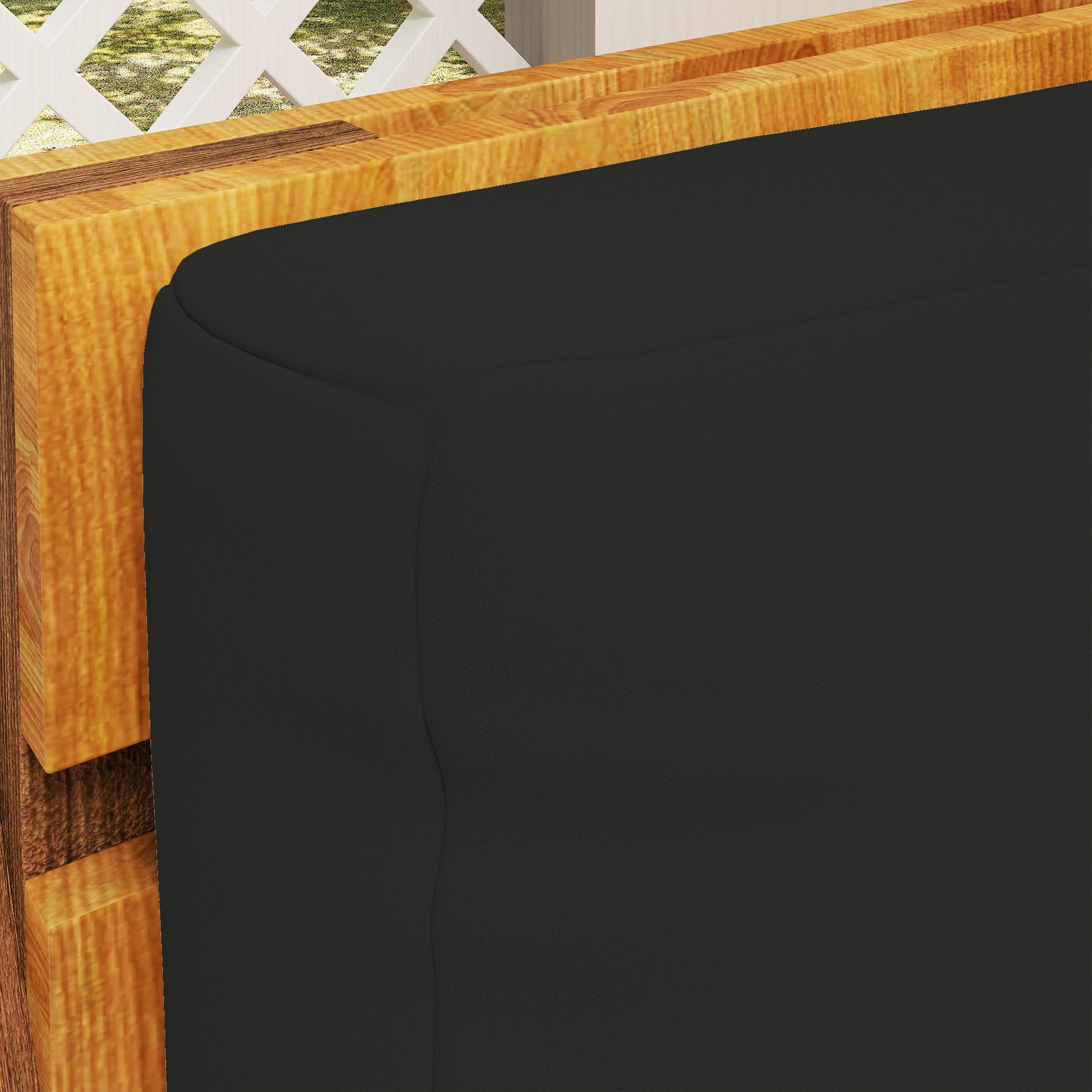 Black seat cushion with smooth stitching on light brown wooden frame for outsunny 2 seater pallet furniture cushions 120l x 80w