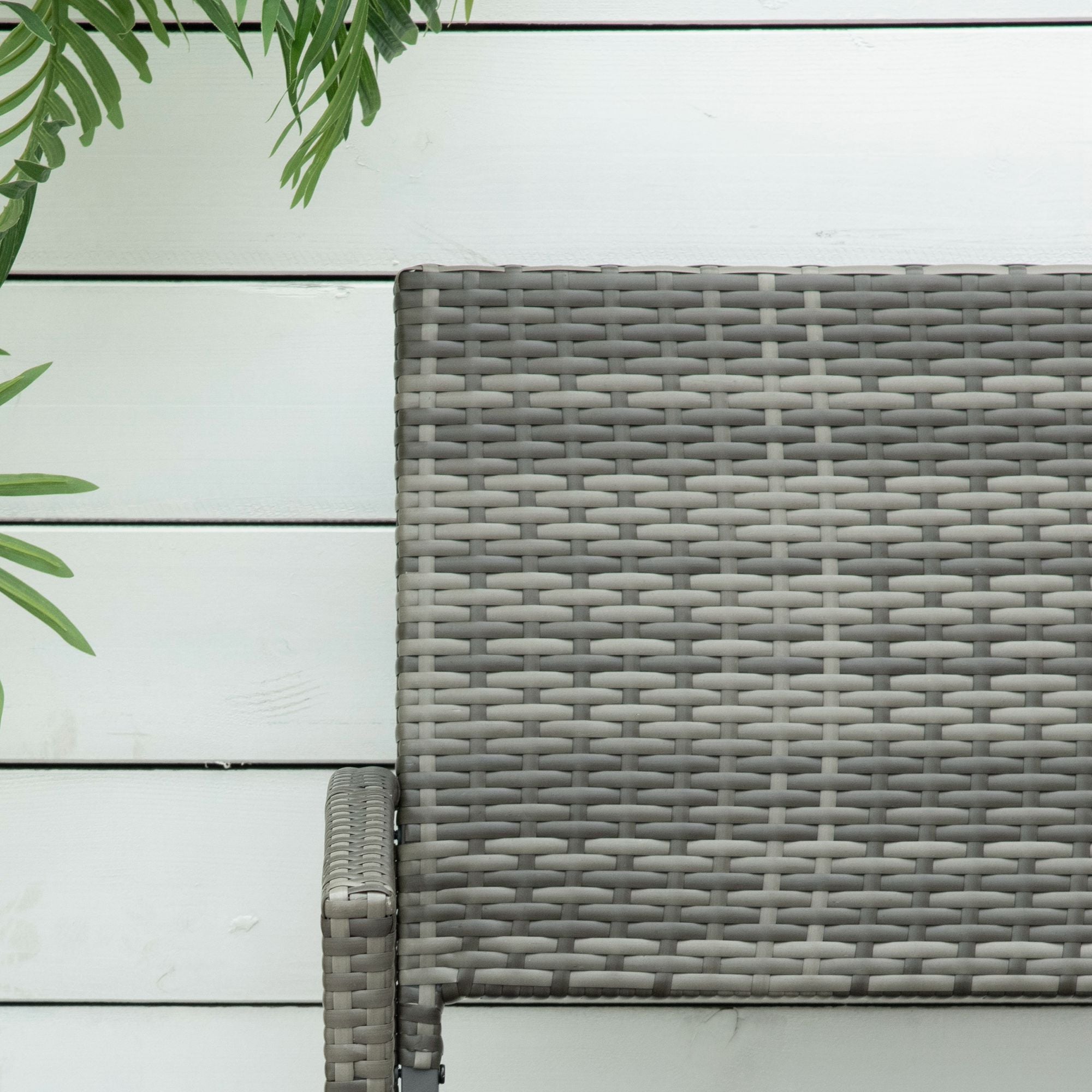 Gray woven wicker patio chair with textured pattern part of outsunny 2 seater poly rattan bench assembly required