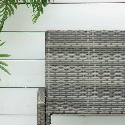 Gray woven wicker patio chair with textured pattern part of outsunny 2 seater poly rattan bench assembly required