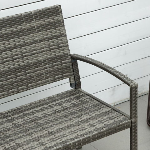 Gray woven wicker patio chair from outsunny 2 seater poly rattan garden bench with curved armrests assembly required