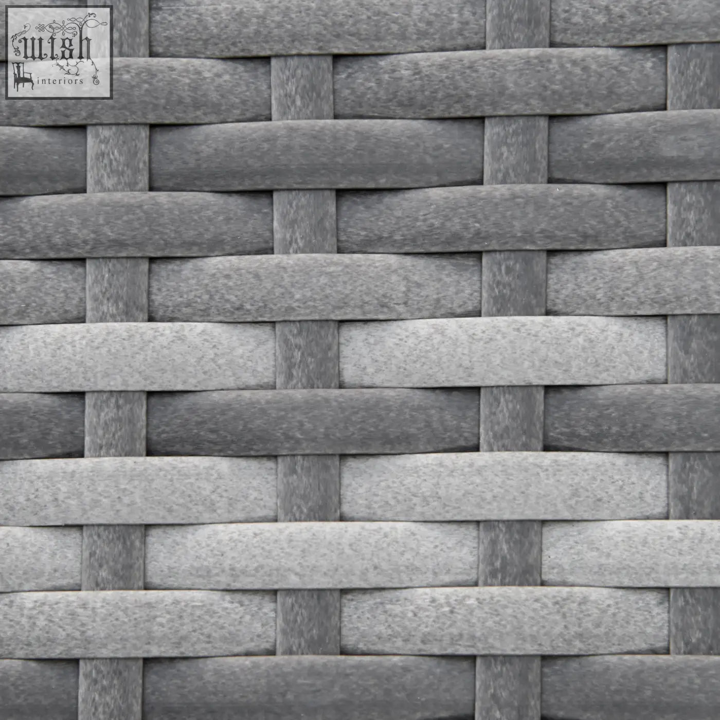 Close up of mixed grey woven wicker texture on outsunny 2-in-1 design rattan sofa for outdoor patio use