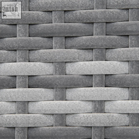 Close up of mixed grey woven wicker texture on outsunny 2-in-1 design rattan sofa for outdoor patio use
