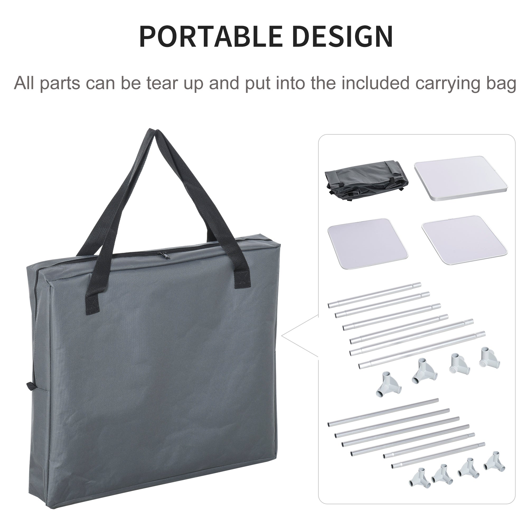 Gray fabric coat carrying bag for 52l x 42w outsunny camping kitchen collapsible outdoor table set