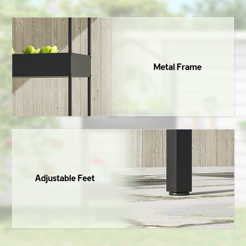 Black metal plant stand with adjustable feet hook allows hang items perfect for outdoor indoor grow lights display