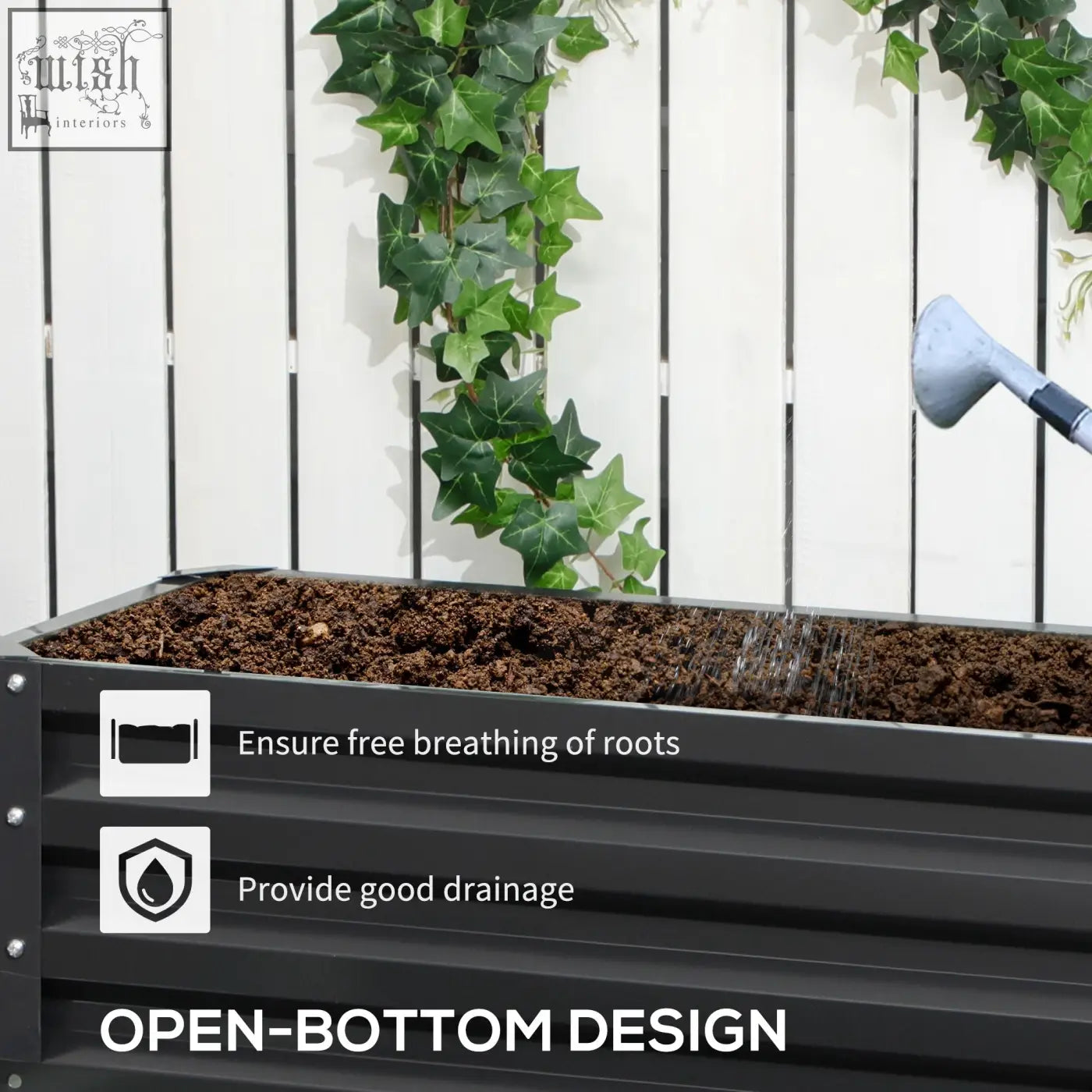 Outsunny 2 tier raised garden bed in dark grey galvanised steel with open bottom for vegetables and herbs