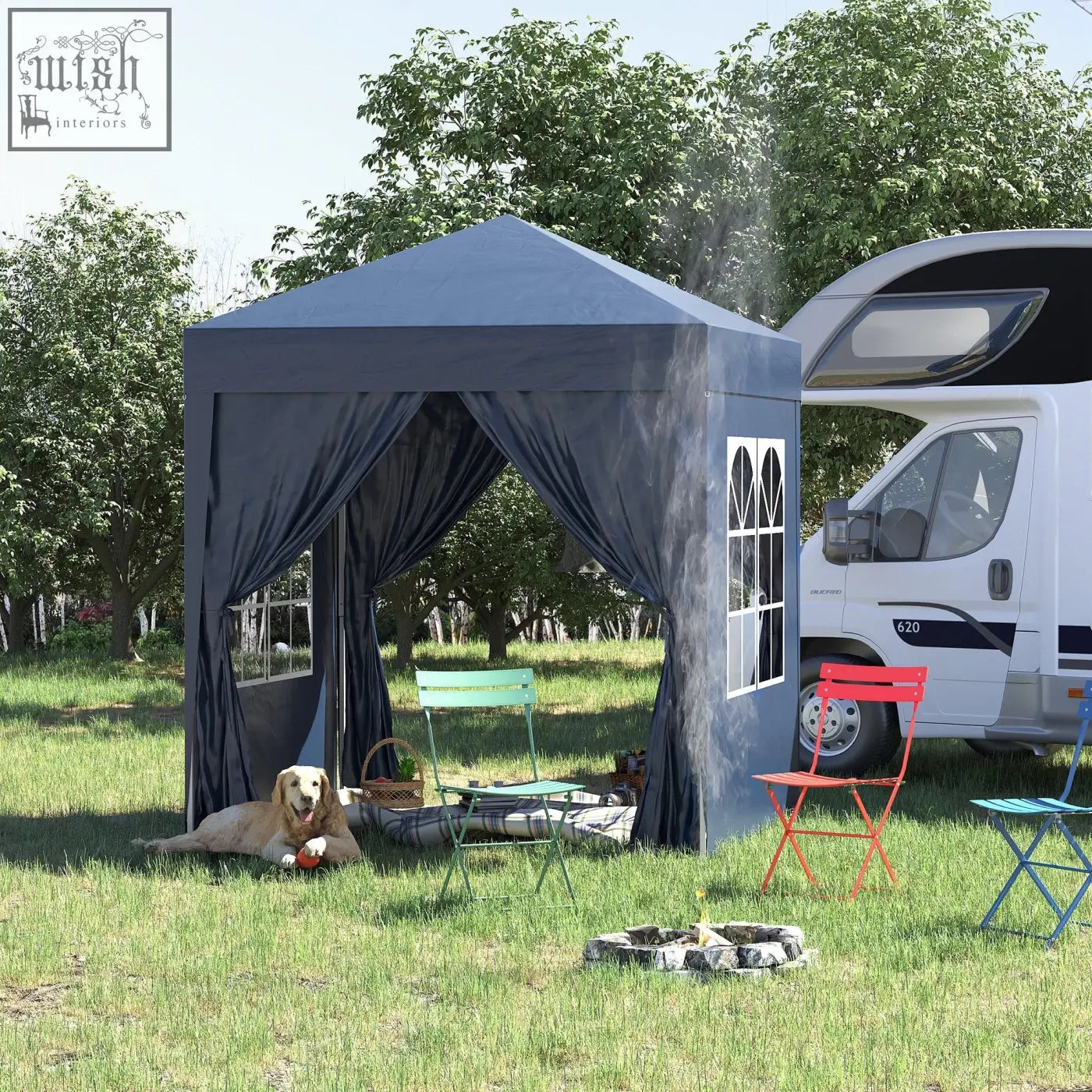 Dark gray outsunny 2 x 2 m pop up gazebo with steel frame fabric curtains and carry bag for garden or wedding party