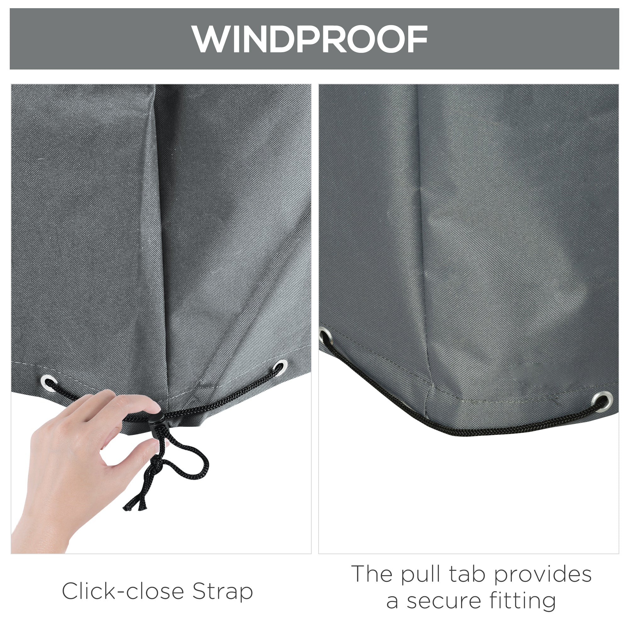 Gray outsunny outdoor garden rattan furniture cover with black drawstring made of high density oxford fabric