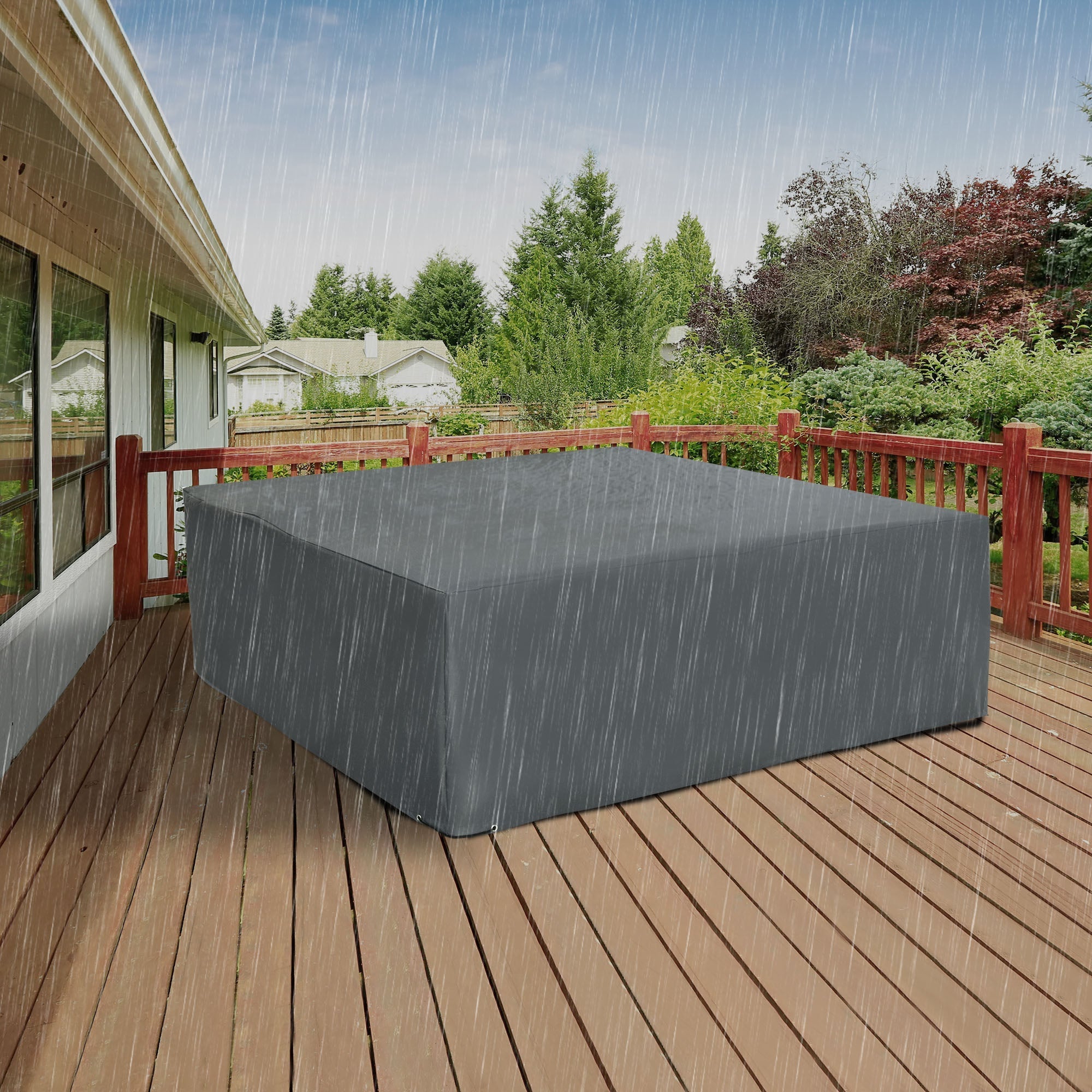 Dark gray outsunny outdoor garden rattan furniture cover made of high density oxford fabric for waterproof protection