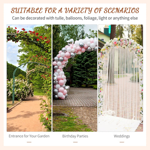 Outsunny 210cm dark green metal garden trellis arch with elegant scrollwork and durable steel tubing for rustic charm and climbing vines