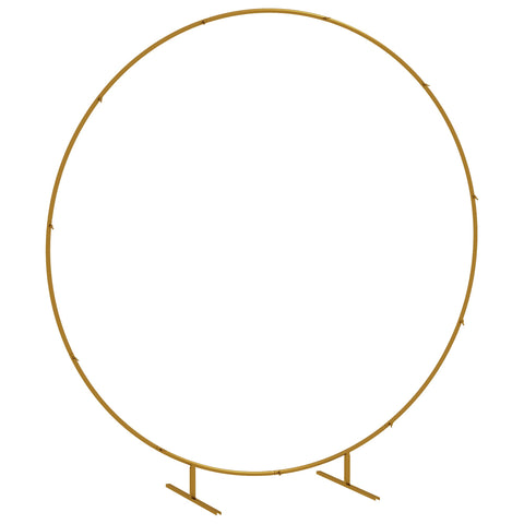 Outsunny 222cm gold tone wedding arch with gold tone painting circular metal design and two supporting legs for events