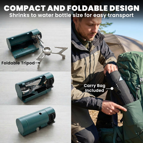 Teal and silver outsunny 2670w foldable gas stove with patented auto shut-off and integrated tripod for camping use