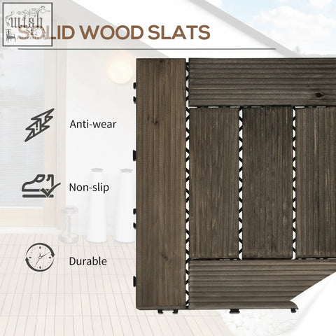 Dark brown solid wood outsunny e3 8e a1 decking tiles with pvc bottoms and interlocking edges for outdoor flooring