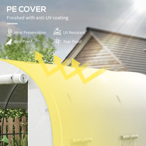 Outsunny 296 x 196cm steel frame polytunnel greenhouse with yellow pe cover and anti-uv coating for outdoor use