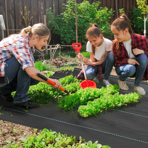 Black textured heavy duty weed barrier mat from outsunny 2m x 90m weed control membrane for garden use