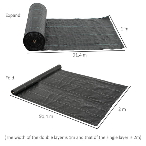 Black woven outsunny garden fabric roll with reinforced stitching heavy duty weed control barrier in single or double layer