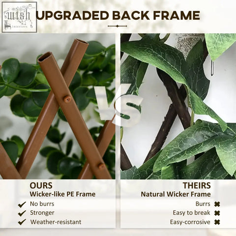 Brown wicker-like plastic frame with smooth finish for outsunny 2pc expanding artificial hedge garden trellis 2 square meters