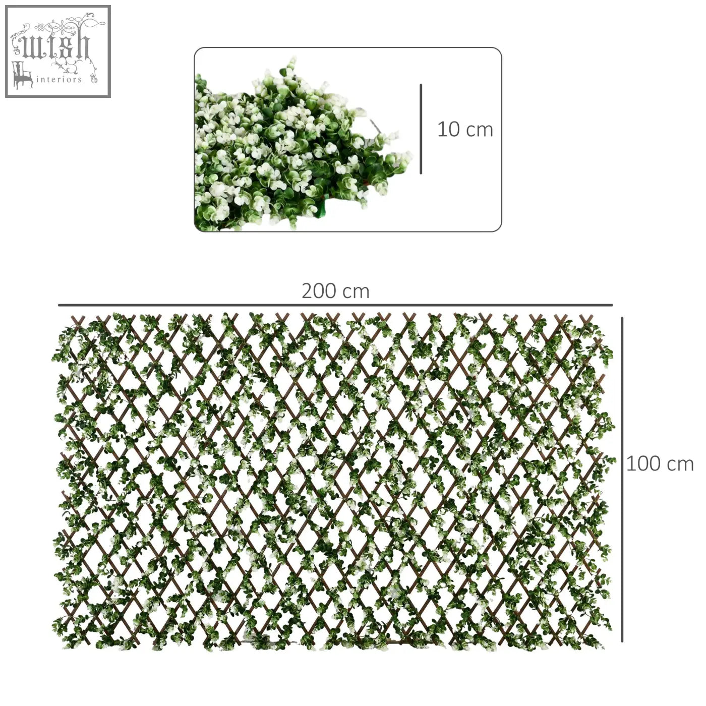 Green artificial hedge on plastic frame lattice panel 2 x 1m for privacy screen covering 2 square meters