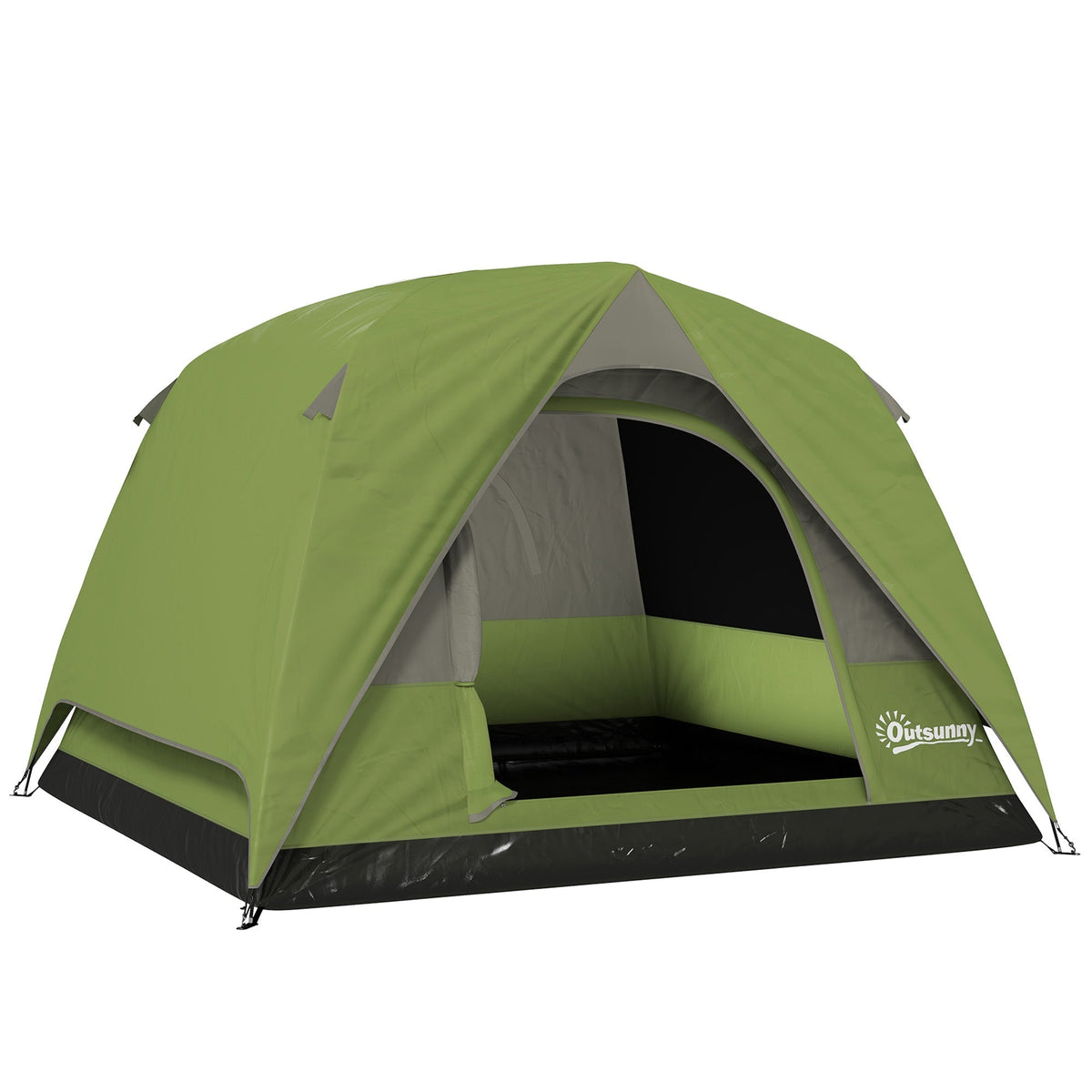 Outsunny olive green dome tent with waterproof floor mesh windows ensure ventilation and easy set up for camping