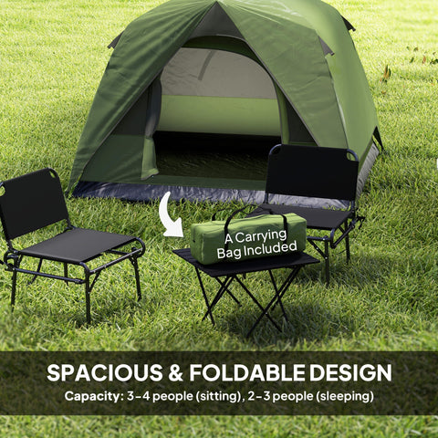 Green outsunny dome tent with mesh windows ensure ventilation foldable design for camping and backpacking use