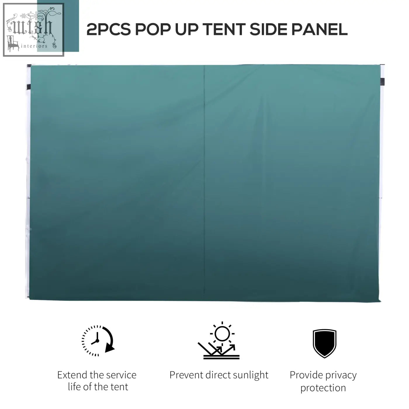 Teal gazebo replaceable side panel with reinforced white edge trim made from durable oxford cloth for dark green Outsunny gazebo