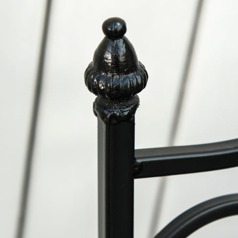Black wrought iron bedpost with ornate glossy finial part of outsunny garden bistro set metal frame design