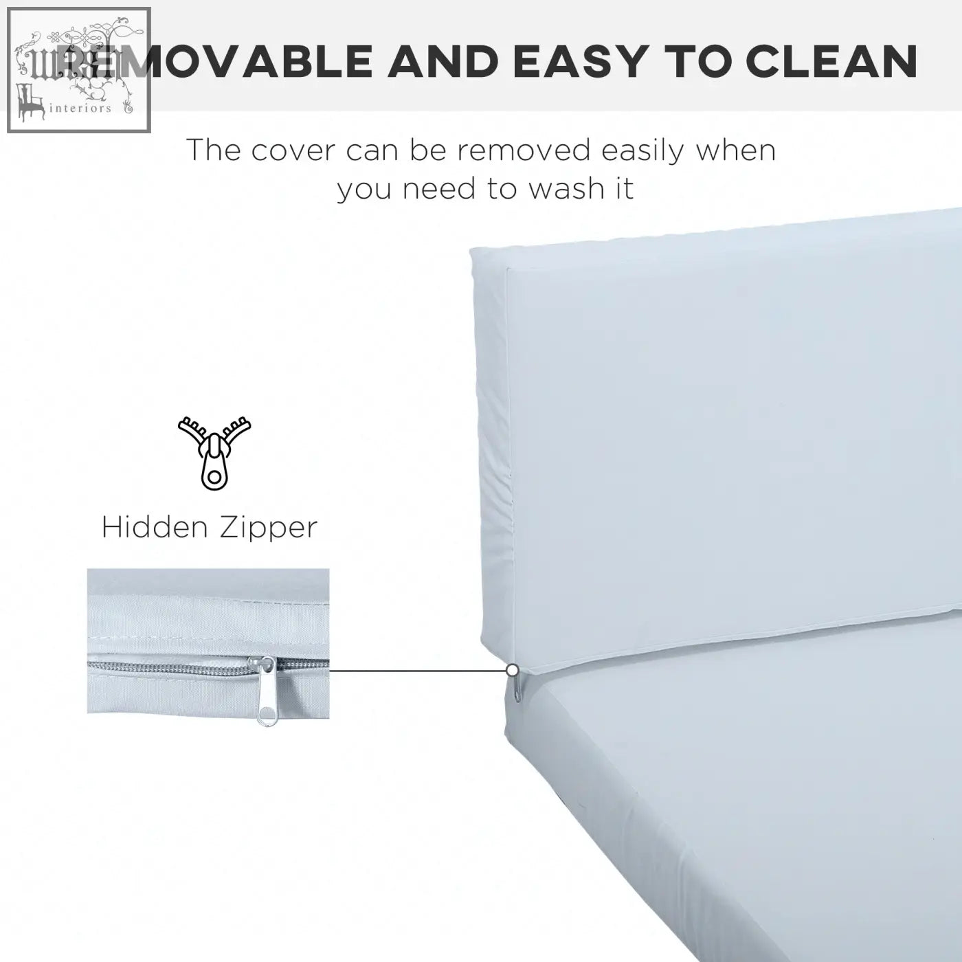 White removable mattress cover with hidden zipper for easy cleaning on grey Outsunny outdoor seat cushion single and double seat