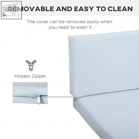 White removable mattress cover with hidden zipper for easy cleaning on grey Outsunny outdoor seat cushion single and double seat