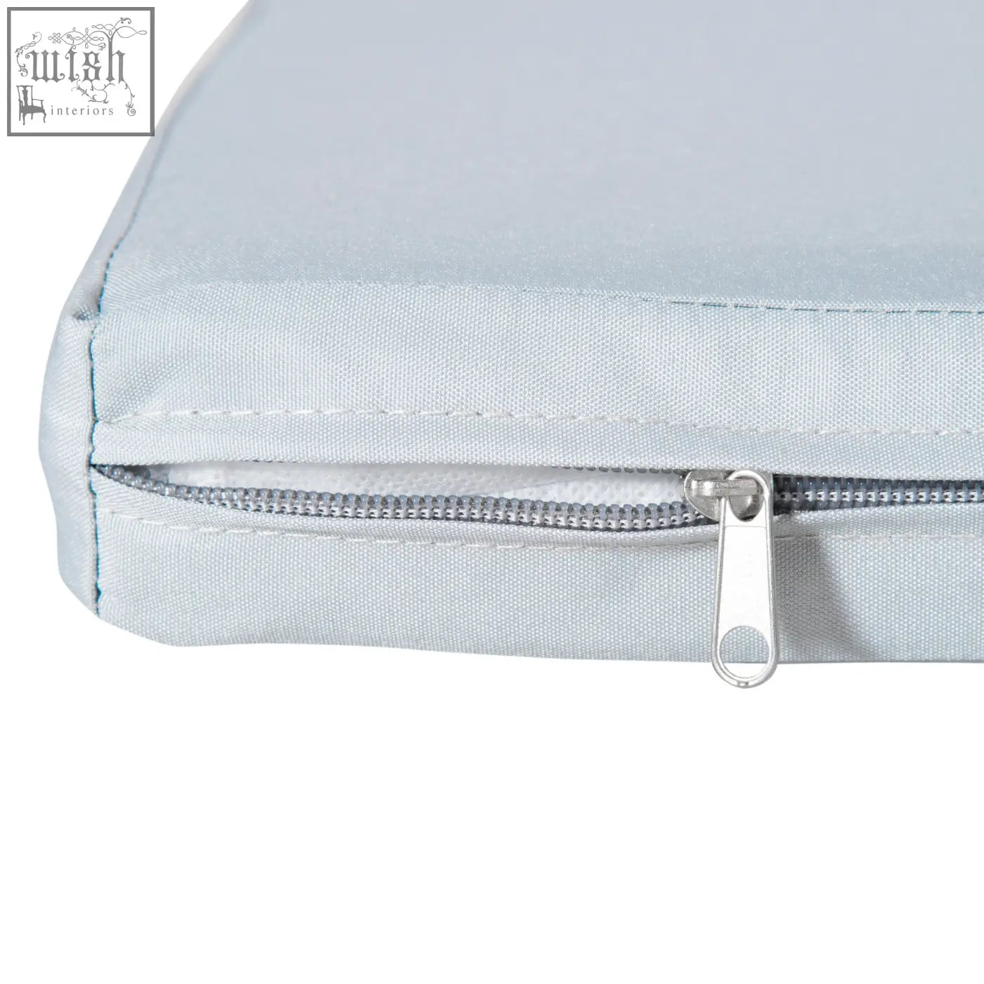 Light gray fabric single seat cushion with silver zipper for outsunny rattan outdoor garden furniture