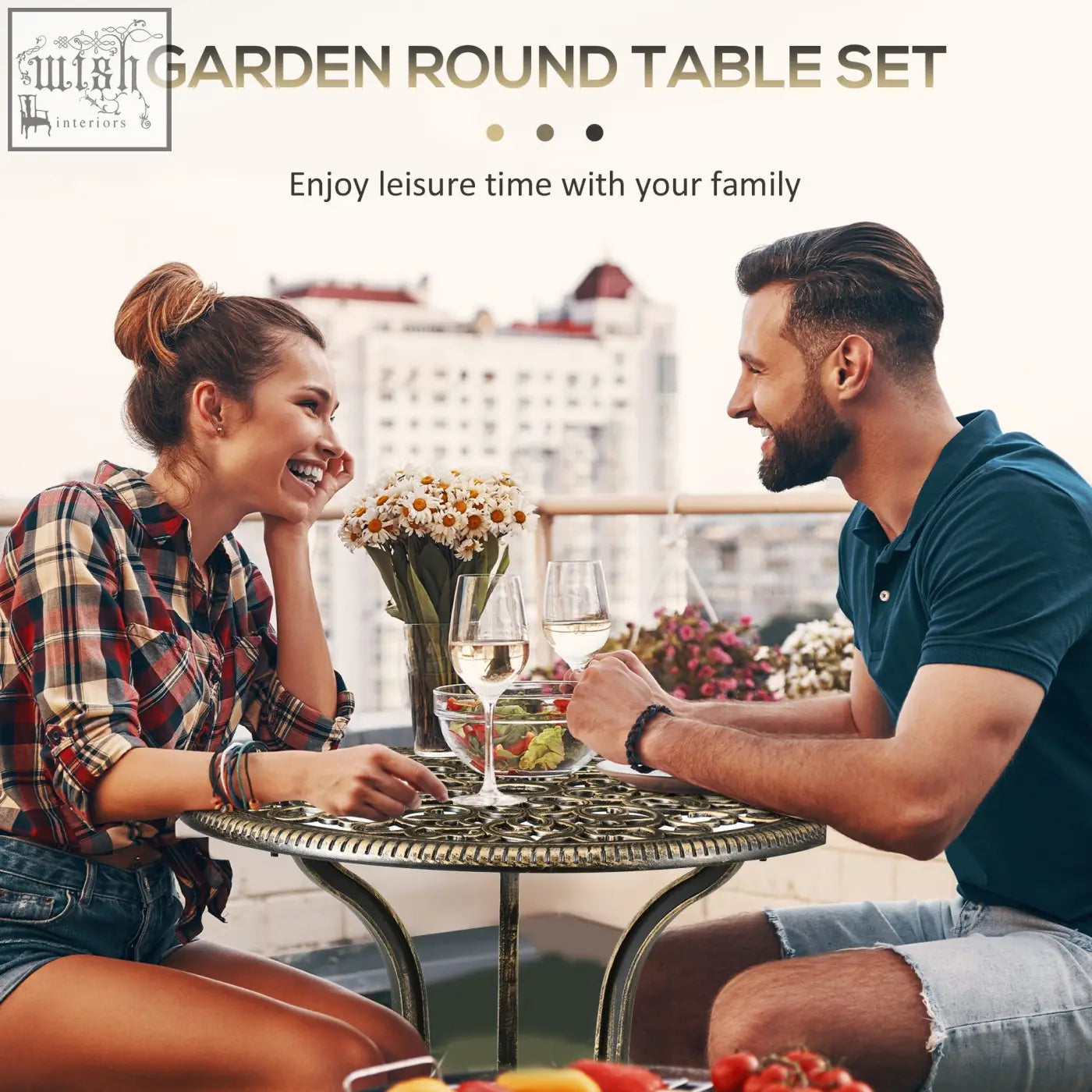 Ornate outsunny 3 piece cast aluminium bistro set with dark bronze finish and round coffee table for outdoor use